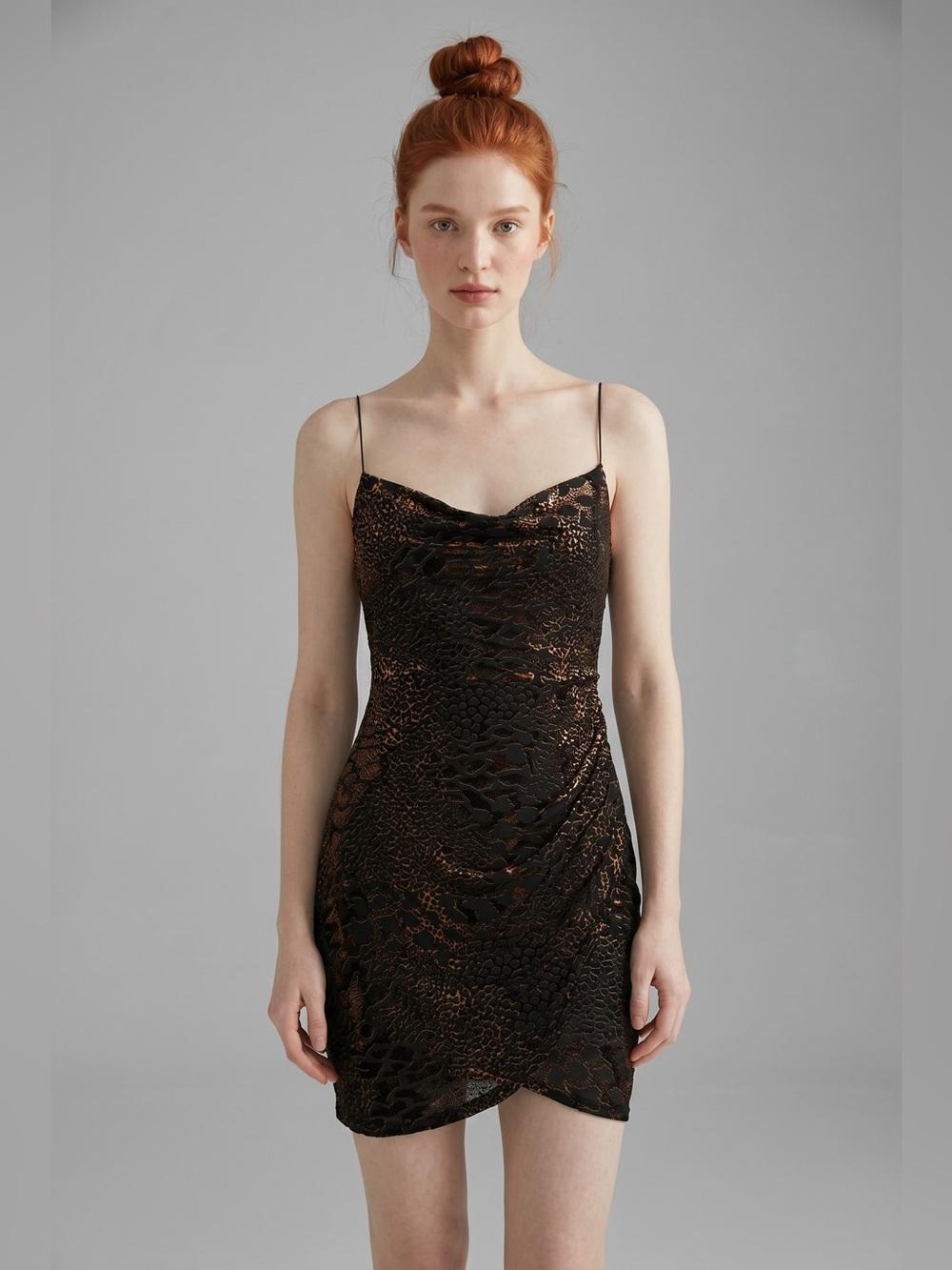 SOLD❌Blue Blush  USA Animal Print Burn Out Mini Dress Cowl Neck Whimsygoth M